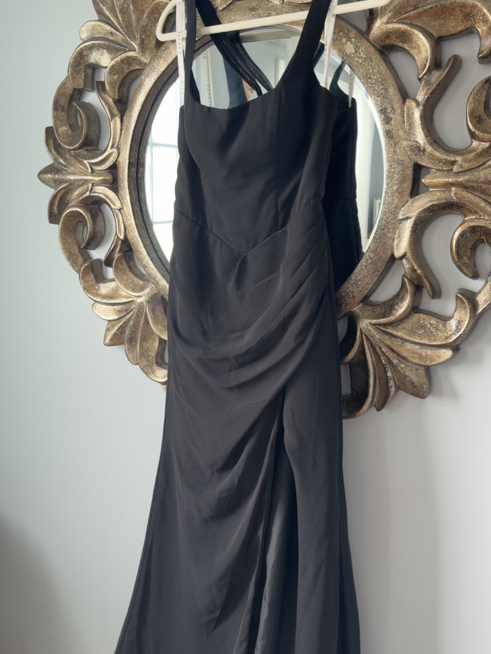 Elegant Black Square Neck Dress - Classic Formal Gown